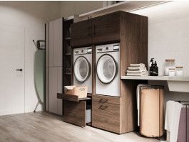 Kast WASHING 2 machines naast elkaar LARGE walnoot