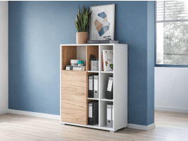 Kast LISBONNE 1 deur wit/navarra eik