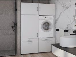 Kast WASHING 1 machine met kast 1 deur 2 lades wit met 2 opzetkasten