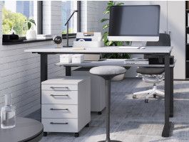 Elektrisch verstelbaar bureau POLYGON 160 cm lichtgrijs/zwart