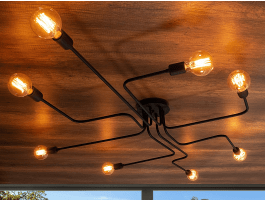 Plafondlamp TRUVANA 8 lampen zwart