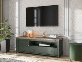 TV-meubel EVOCO 1 deur en 1 lade ribbec eik/groen 