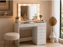 Make-up tafel JESSIE DELUXE 7 lades wit