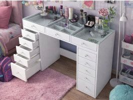 Make-up tafel JESSIE 13 lades wit