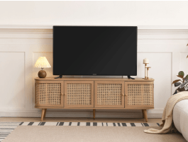 Tv-meubel CARAMELLO 4 deuren bruine eik/rotan