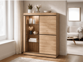 Vitrine MARNOIX 3 deuren met LED franse eik