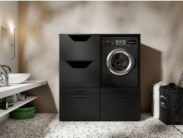 Kast WASHING 1 machine met kast voor wasgoed zwart