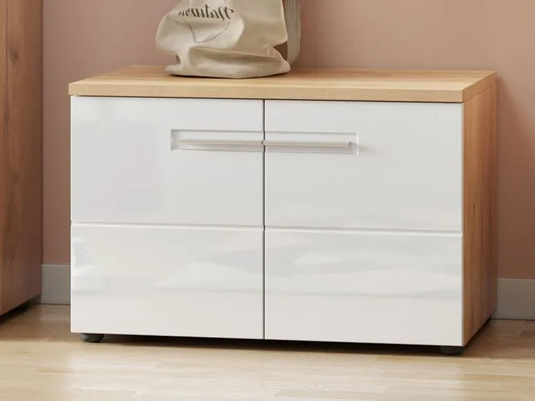 Sweiko Shoe Bench with Dresser Seat, 3 Doors Curtain