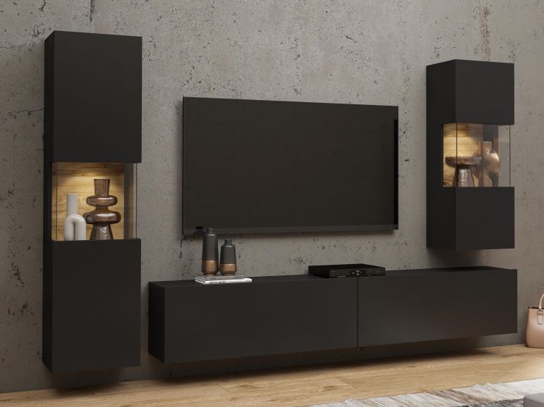 Tv-meubel set AVATAR 4 deuren zwart met