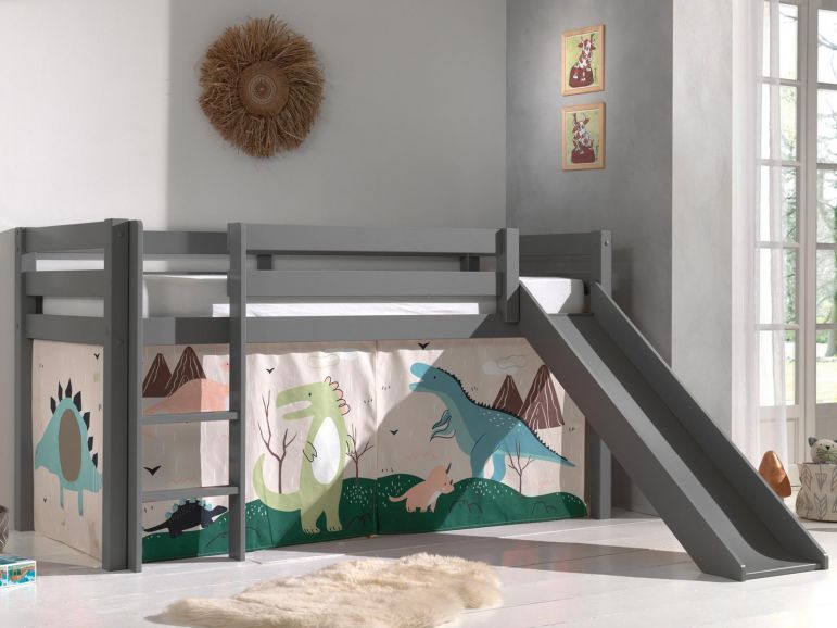 Handboek Het formulier Berg kleding op Bed ALIZE met glijbaan 90x200 cm grijs pijnboom tent Dinosaurus