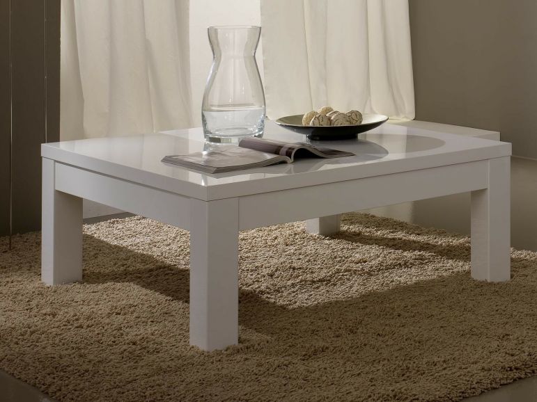 verzending Uitgaven Kleverig Salontafel ROMEO rechthoekig hoogglans wit