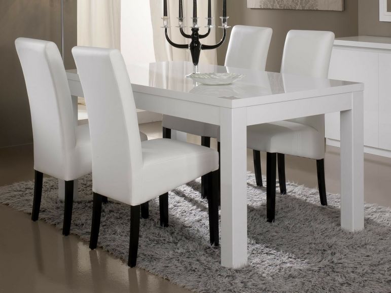 neem medicijnen Allemaal Omzet Eettafel ROMEO 160 cm hoogglans wit