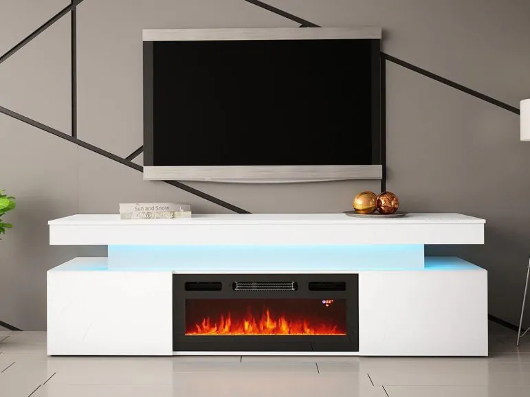 SONNI TV cabinet, white high-gloss, handle-free design