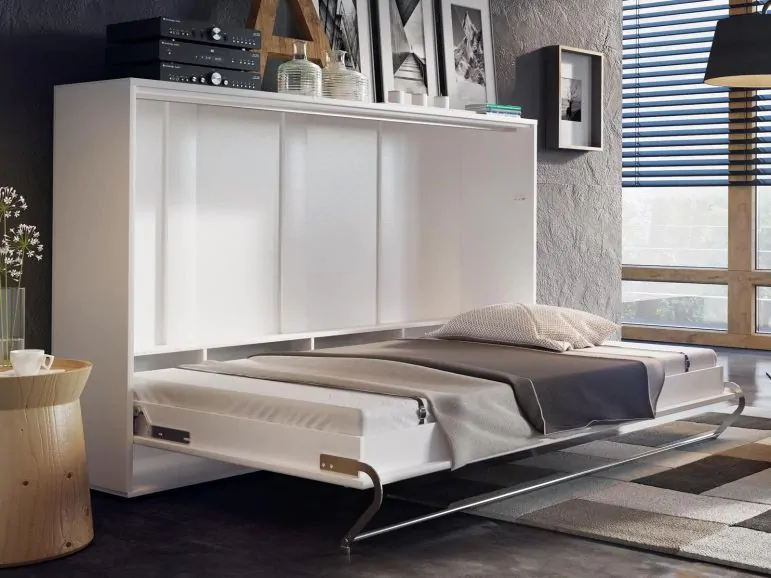 Verdampen kooi Verrast zijn Opklapbed CONCEPTION 120x200 cm mat wit (horizontaal) met matras