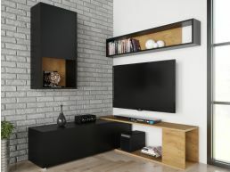 Tv-meubel set KEO met hoek wotan eik/zwart