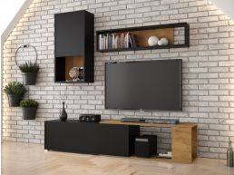 Tv-meubel set KEO recht wotan eik/zwart