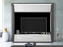 Tv-meubel set TIA 1 deur 1 lade hoogglans grijs/hoogglans wit