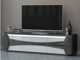 Tv-meubel TIA 3 deuren hoogglans grijs/hoogglans wit 