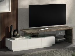 Tv-meubel DEESSE 3 lades wit/beton 