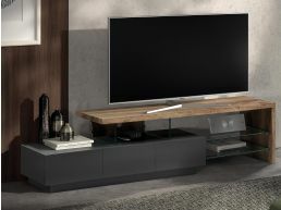 Tv-meubel DEESSE 3 lades grijs/eik 