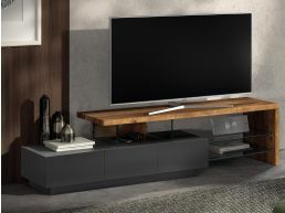 Tv-meubel DEESSE 3 lades grijs/walnoot 