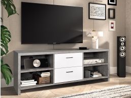 Tv-meubel DIXIE 2 lades 4 vakken beton/wit 