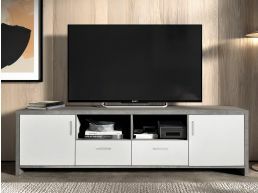 Tv-meubel DIXIE 2 deuren 2 lades beton/wit 