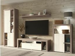 Tv-meubel set NILA 3 deuren 1 klapedeur berk cibiu/sonoma truffel