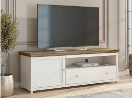 TV-meubel EVOCO 1 deur en 1 lade wit/ribbec eik