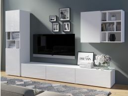 Tv-meubel set AKY 6 deuren wit/hoogglans wit 