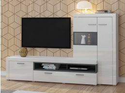 Tv-meubel set I CARLOS 4 deuren wit/glanzend wit 