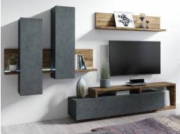 Tv-meubel set BOTSWANA 2 lades 2 opbergvakken matera/eik appenzeller