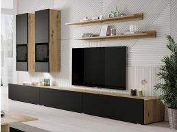 Tv-meubel set BABEL 5 deuren eik artisan/zwart zonder led