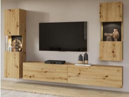 Tv-meubel set AVATAR 4 deuren artisan eik met led