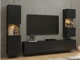 Tv-meubel set AVATAR 4 deuren zwart met led