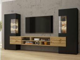 Tv-meubel set KODI 4 deuren wotan eik/zwart