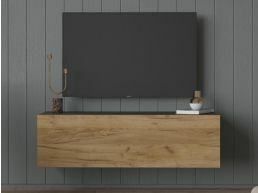 Tv-meubel KINGSTON 1 klapdeur 105 cm zwart eik/gouden eik