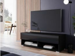 TV-meubel ACAPULCO 1 klapdeur 100 cm zwart/hoogglans zwart met led