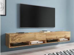 TV-meubel ACAPULCO 2 klapdeuren 200 cm wotan eik met led