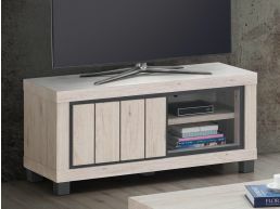 TV-meubel ARCHIMEDE 1 deur eik naturel/zwart