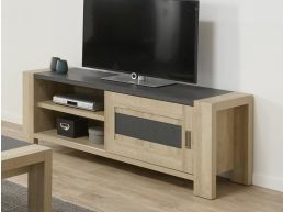 TV-meubel HERMIONE 1 schuifdeur lente eik/rotsgrijs