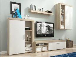 Tv-meubel set OLIVIA 3 deuren sonoma/wit 