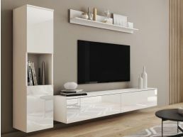 Tv-meubel set PARLO 4 deuren wit/hoogglans wit
