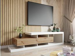 Tv-meubel TOSCANA 2 lades wit/wotan eik