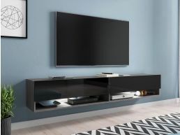 TV-meubel ACAPULCO 2 klapdeuren 180 cm bodega pijnboom/hoogglans zwart zonder led