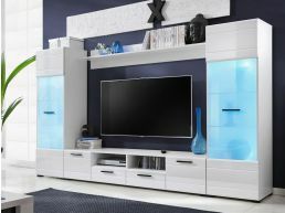 Tv-meubel set SWITA 4 deuren 2 lades wit/hoogglans wit