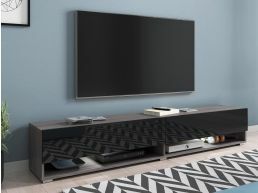 TV-meubel ACAPULCO 2 klapdeuren 180 cm bodega pijboom/hoogglans zwart met led