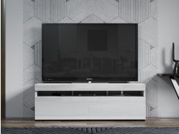 Tv-meubel BRUTE 1 klapdeur wit/hoogglans wit 