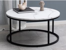 Ronde salontafel FIRO Ø80 cm wit marmer