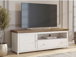 TV-meubel EVOCO 1 deur en 1 lade wit/ribbec eik